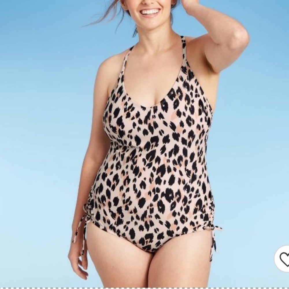 Kona Sol Women's Modern Medium Coverage One Piece Swimsuit - Leopard Print - Picture 15 of 16